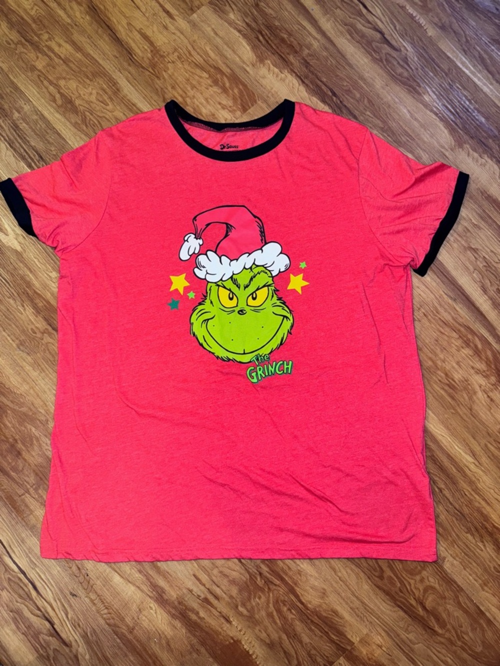 Dr. Suess The Grinch T-Shirt Mens Size XL Ringer Grinch Who Stole Christmas red